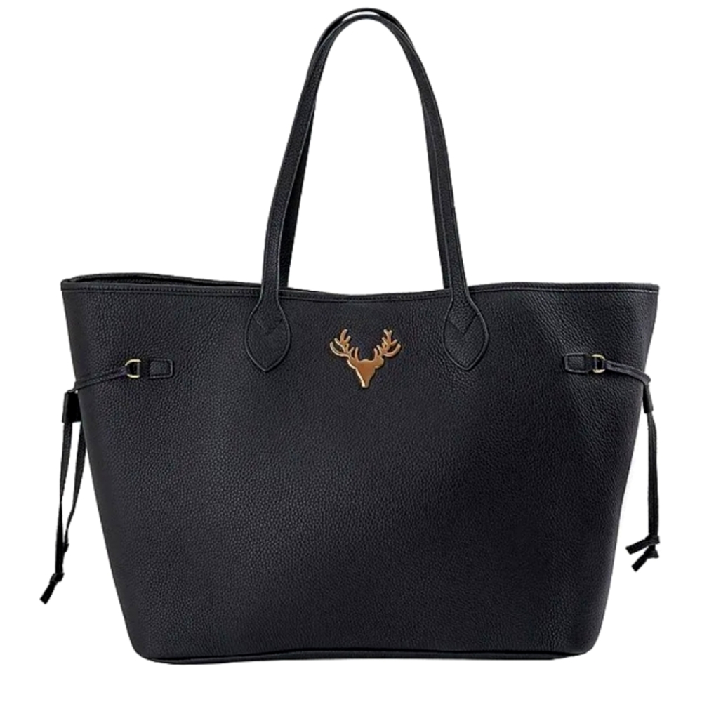 Black Tote Bag with Gold Accent by Taxidermy